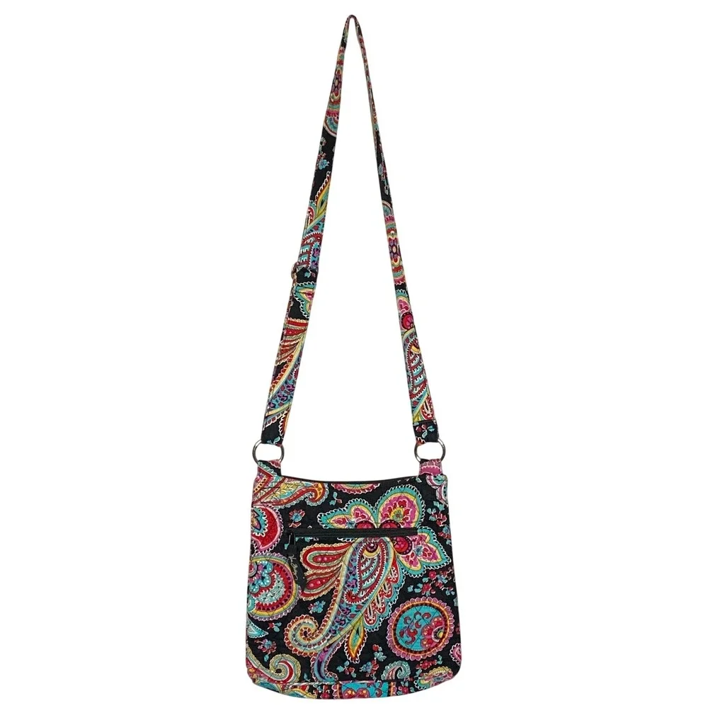 Vera Bradley Womens Parisian Paisley Crossbody Bag Floral Quilted Boho Casual